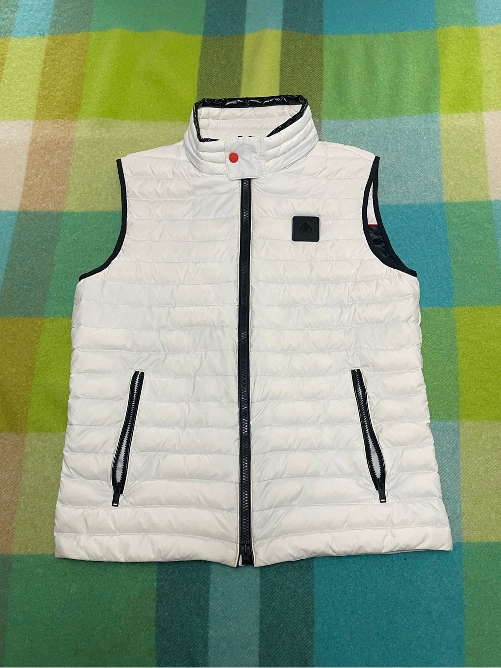 Moose Knuckles White Puffer Down Nylon Full Zip Vest